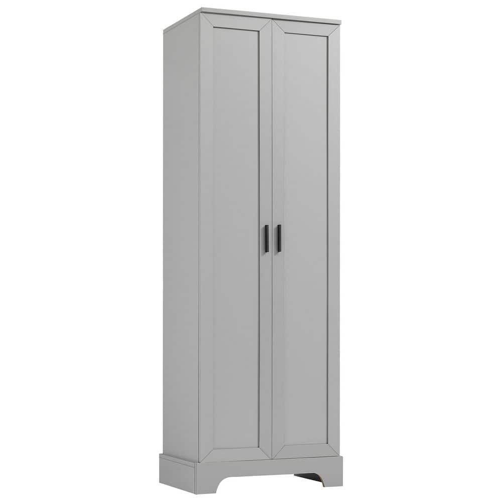 23.3 in. W x 16.9 in. D x 71.2 in. H Bathroom Storage Cabinets Linen Cabinet with 2-Doors and Adjustable Shelf,Gray
