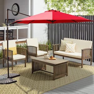 10 ft. Patio Umbrella with Cross Base Included, Crank and Easy Tilt, 360° Rotation Outdoor Cantilever Umbrella-Red
