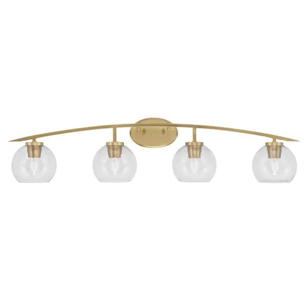 Unbranded Siena 40 in. 4-Light Vanity Light New Age Brass with Clear Bubble Glass Shades
