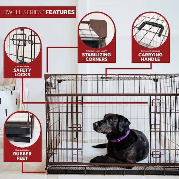 Dwell Series 42 in. W x 31 in. H x 28 in. D Bronze Metal Double-Door Dog Crate with Sliding Side Door