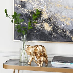 10 in. x 8 in. Gold Resin Elephant Sculpture