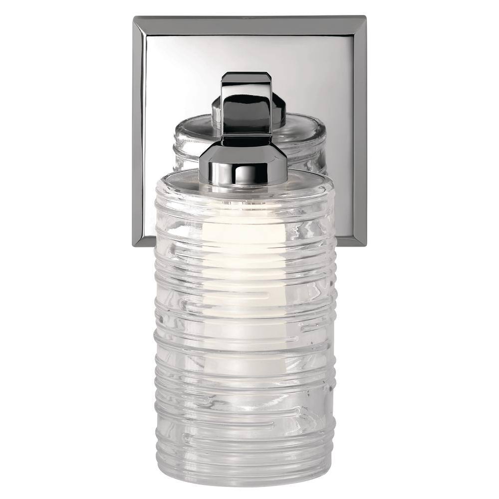 Giarosa 10" Chrome Wall Sconce with Clear Ribbed Glass
