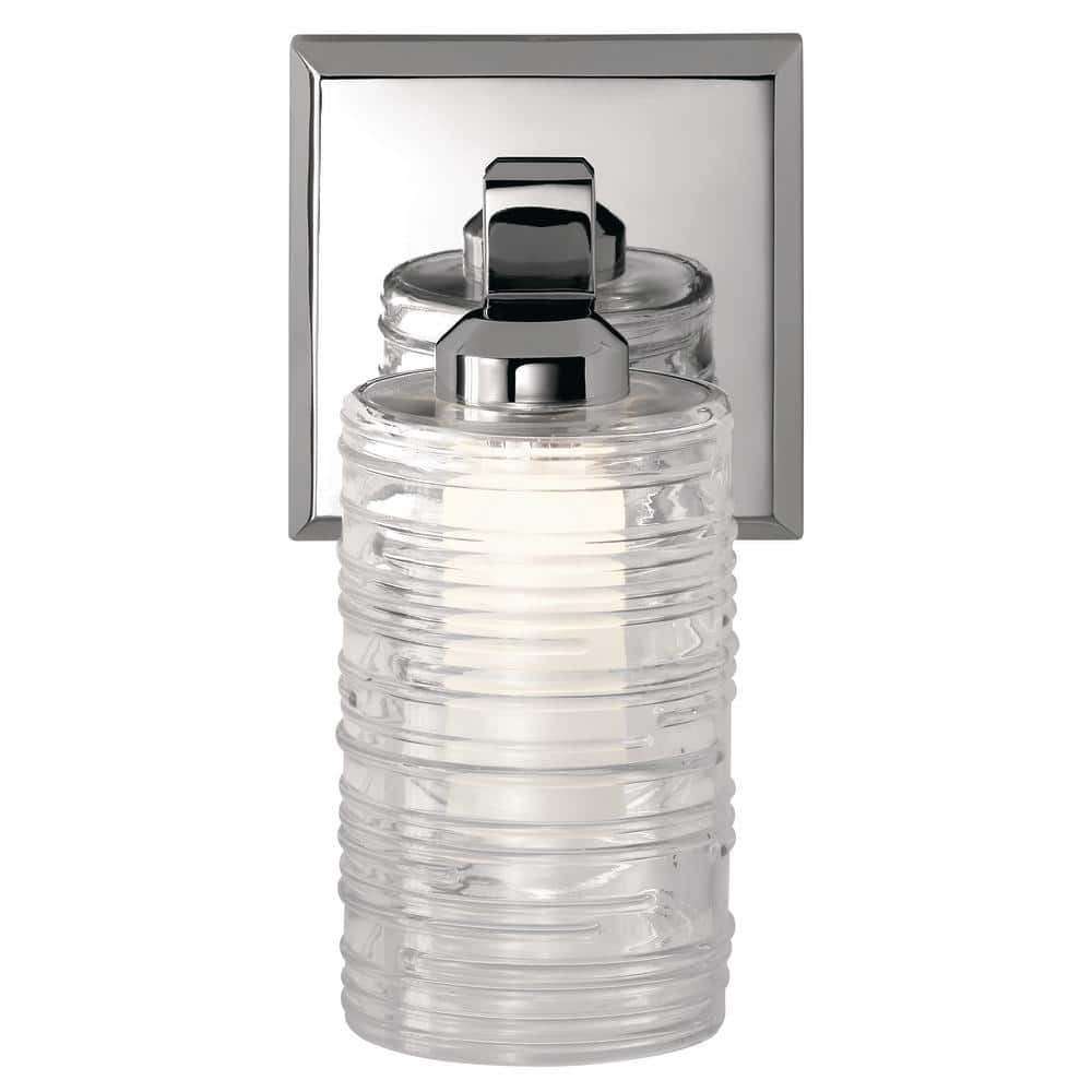 Giarosa 10" Chrome Wall Sconce with Clear Ribbed Glass