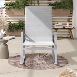Antonio Gray Metal Outdoor Rocking Chair with Gray Stripe Sling Fabric