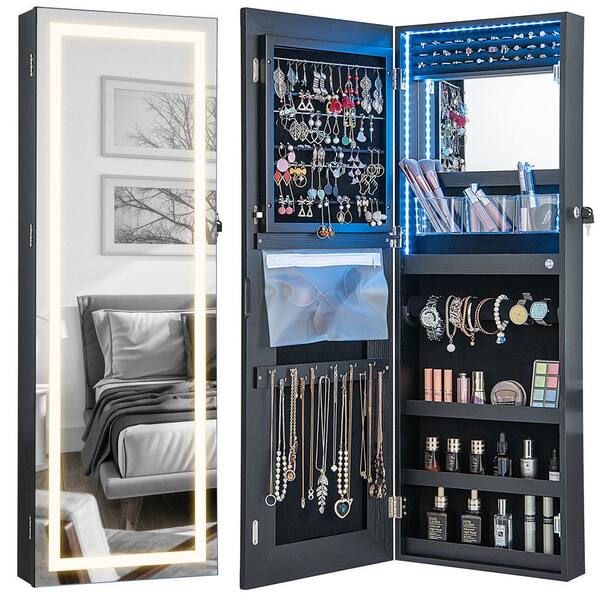 Cabinet Without Costway Wall Door Mounted Mirrored Jewelry Cabinet