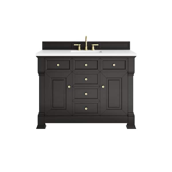 Brookfield 48.0 in. W x 23.5 in. D x 35.88 in. H Single Bath Vanity in Black Onyx with White Zeus Silestone Quartz Top