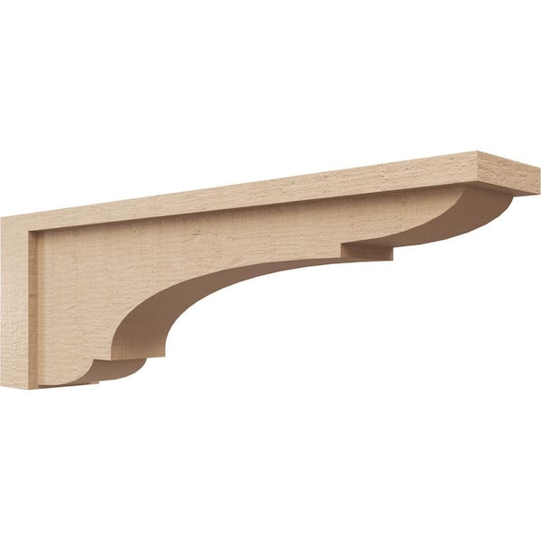 Ekena Millwork 4 in. x 8 in. x 24 in. Thin Bryant Rough Cedar Woodgrain TimberThane Corbel, Primed Tan