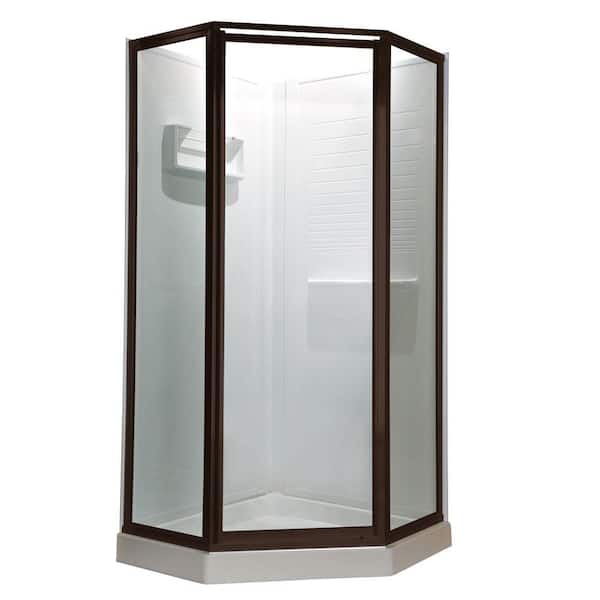 American Standard Prestige 24 in. x 68-1/2 in. Framed Neo-Angle Hinged Shower Door in Oil Rubbed Bronze with Clear Glass