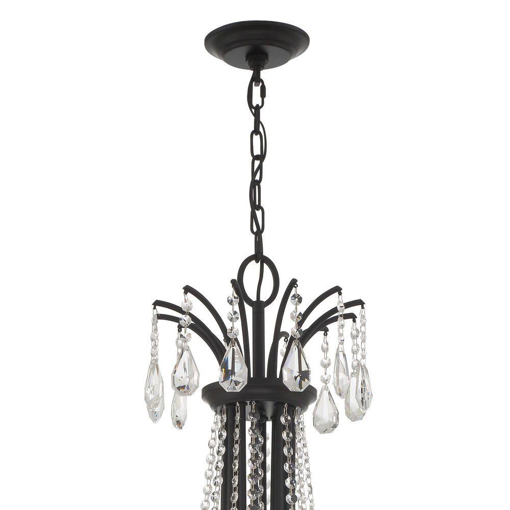 Matte Black and Crystal 12-Light Candle Chandelier