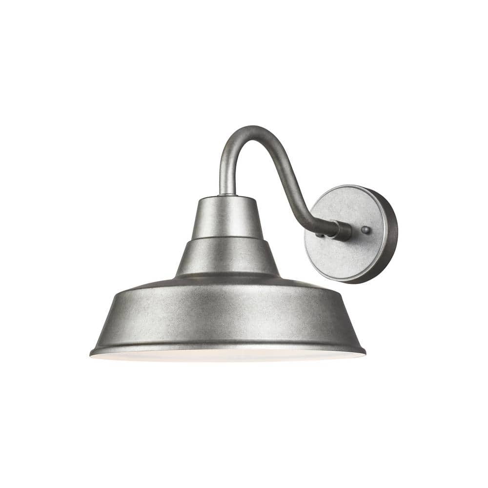 Weathered Pewter 1-Light Outdoor Sconce with Black Accents