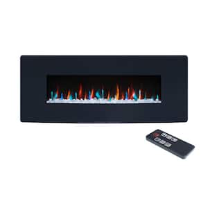 5.16 in. W Metal Front Wall Mounted Electric Fireplace in Black