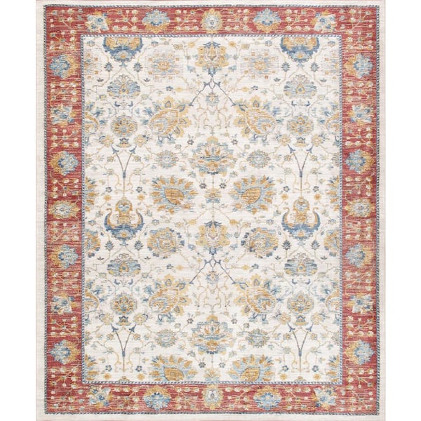 Heritage Ivory 9 ft. x 12 ft. Floral Polypropylene and Polyester Ara Rug