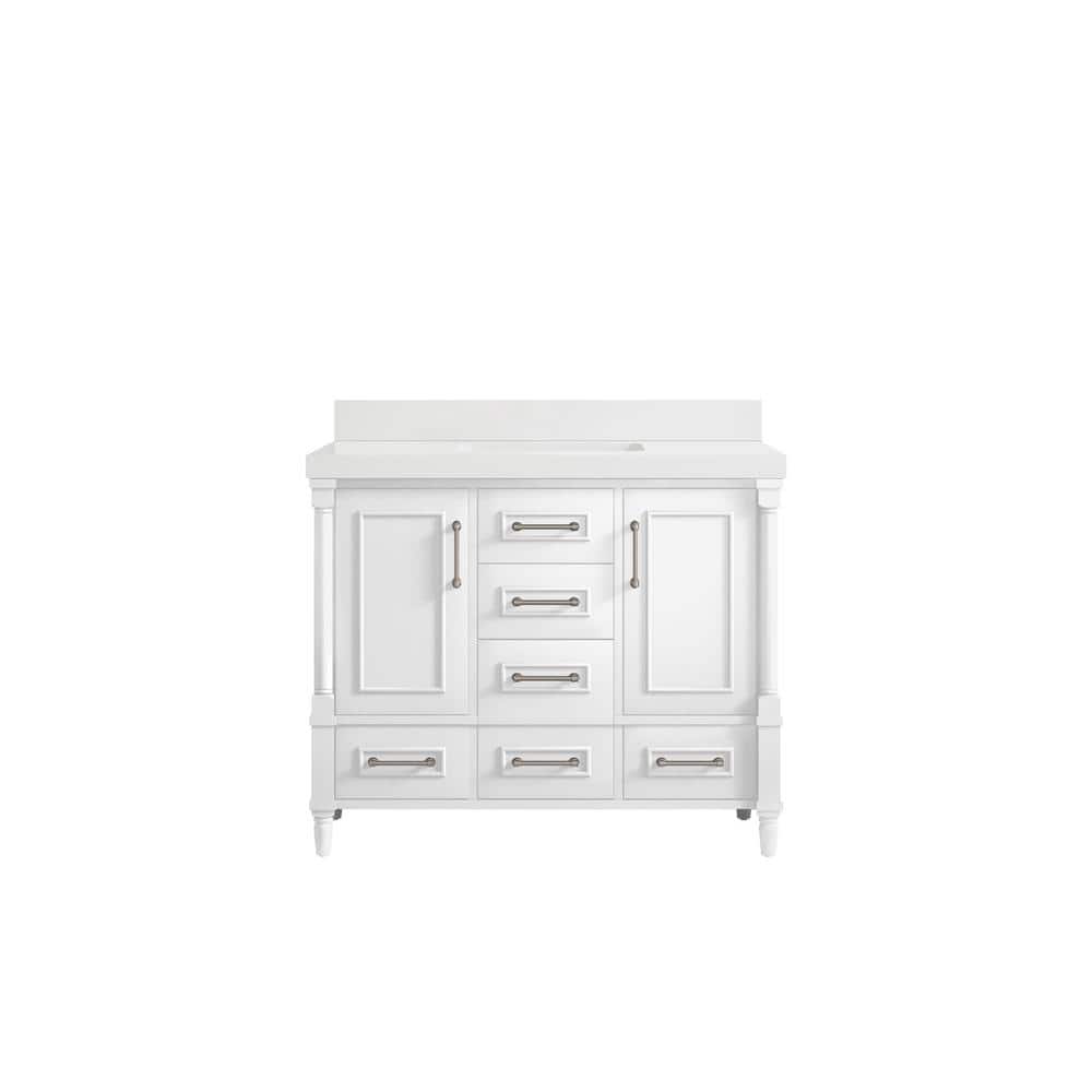 Hudson 42 in. W x 22 in. D x 36 in. H Bath Vanity in White with 2 in. White Quartz Top price history on PriceWatchPro