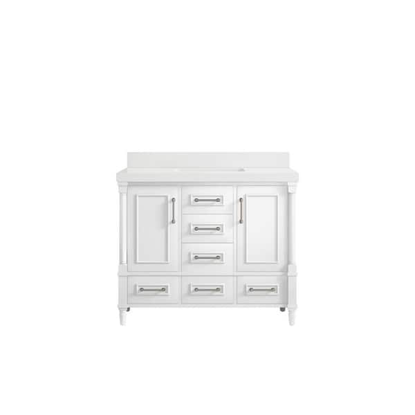 Willow Collections Hudson 42 in. W x 22 in. D x 36 in. H Bath Vanity in White with 2 in. White Quartz Top