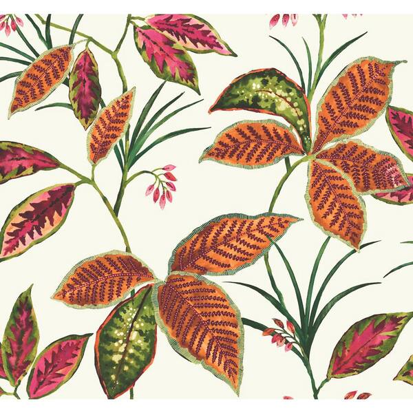 60.75 sq. ft. Terra Cotta Leaves Unpasted Paper Wallpaper Roll