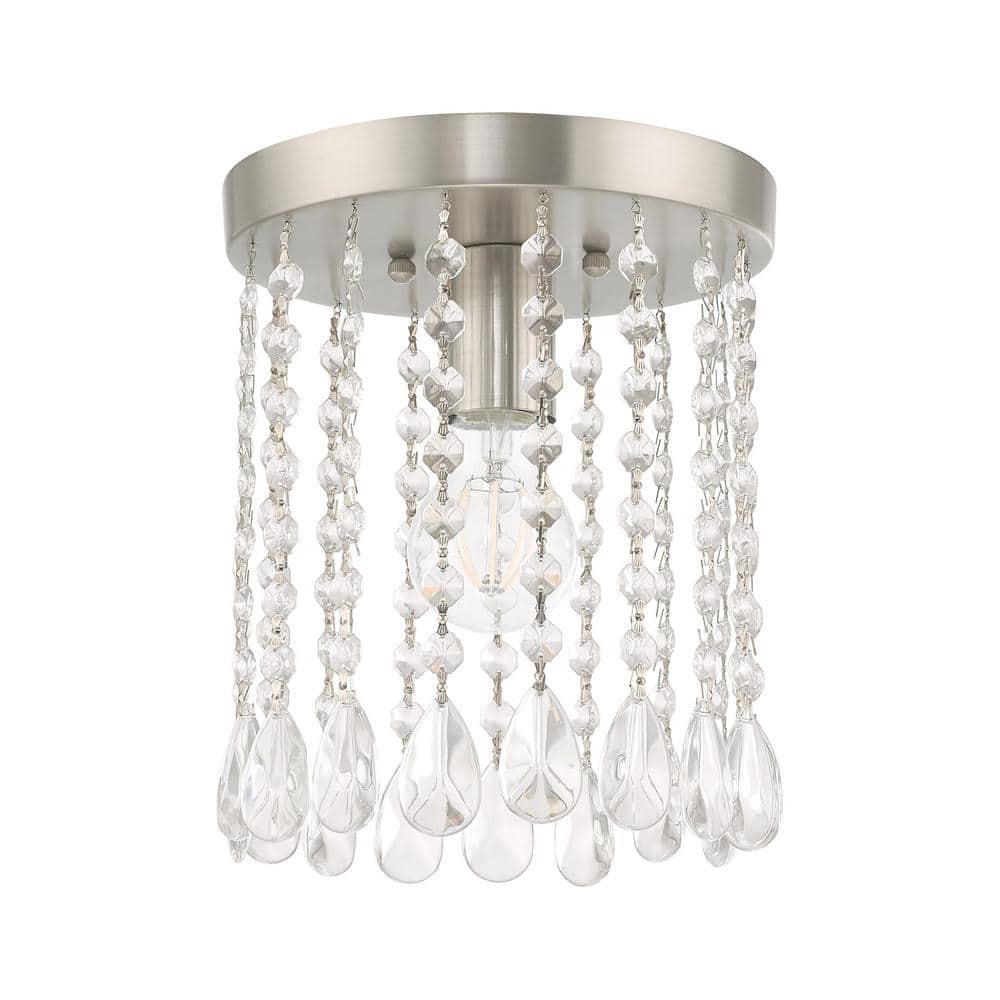 Elizabeth Brushed Nickel Ceiling Light with Clear Crystal Shade