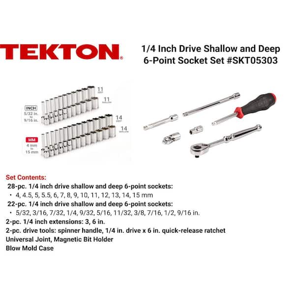 1/4 in. Drive 6-Point Socket and Ratchet Set, 56-Piece (5/32 - 9/16 in. 4 - 15 mm)