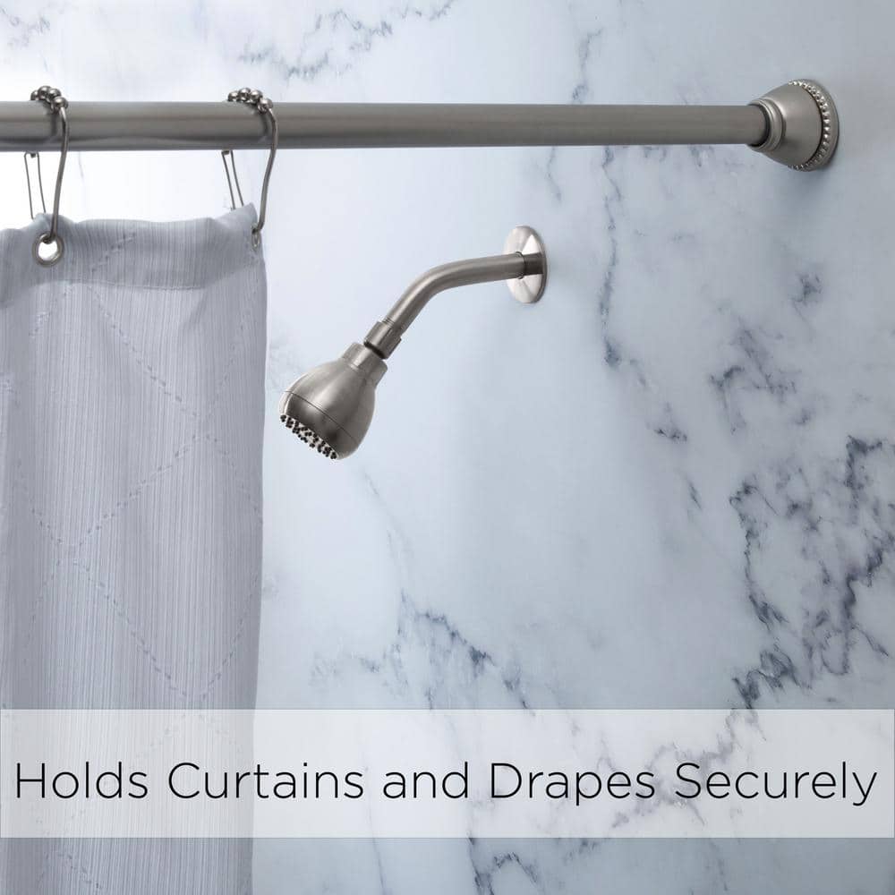 Adjustable Satin Nickel Tension Shower Curtain Rod 42-72 Inches