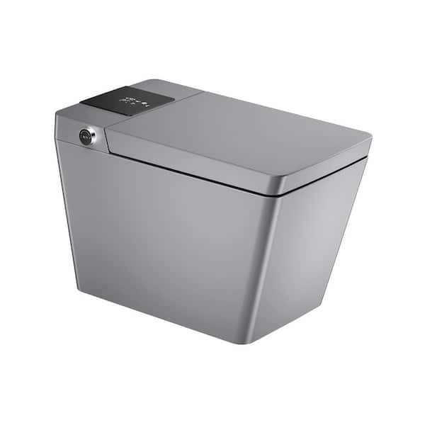 Smart Bidet Toilet Square in Matte Gray with Heated Seat, Auto Open/Close Lid, Deodorizing, and Remote Control