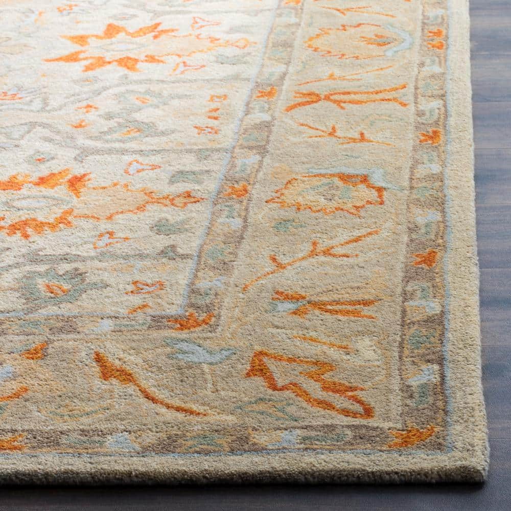 Antiquity Beige and Gray Wool Tufted Area Rug