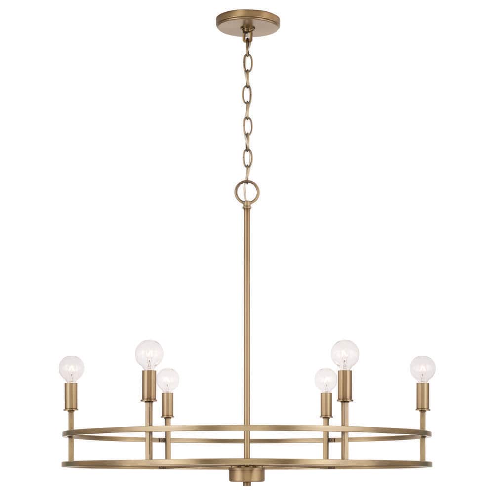 Fuller 6-Light Aged Brass 28 in. W x 23.75 in. H Chandelier price history on PriceWatchPro