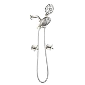 Double Handle 7-Spray Dual Shower Faucet 1.8 GPM with Drip Free, 7 Functions Hand Shower in Brushed Nickel Valve Include