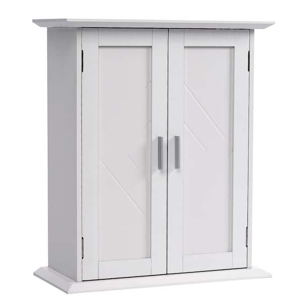 Bathroom Storage 8.78 in. W x 24.02 in. H x 21.1 in. D, White Over the Toilet Storage with Doors