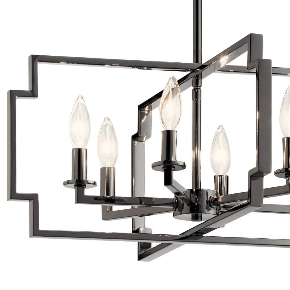 Midnight Chrome 6-Light Taper Candle Chandelier with Polished Nickel Accents