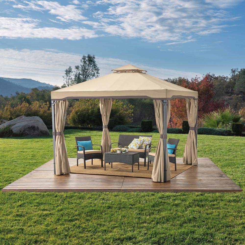 10 ft. x 10 ft. Outdoor Skyline Gazebo with Removable Zipper Net ...