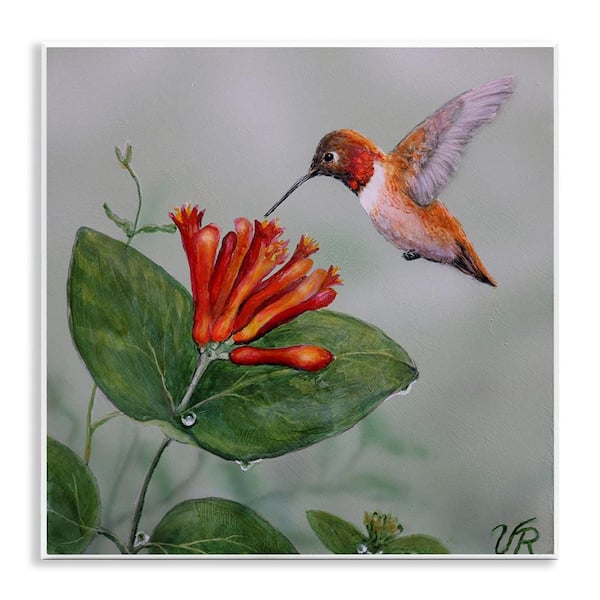 ハチドリと花のアクリル画 Hummingbird 原画　アート il_fullxfull.3100786094_aei8.jpg