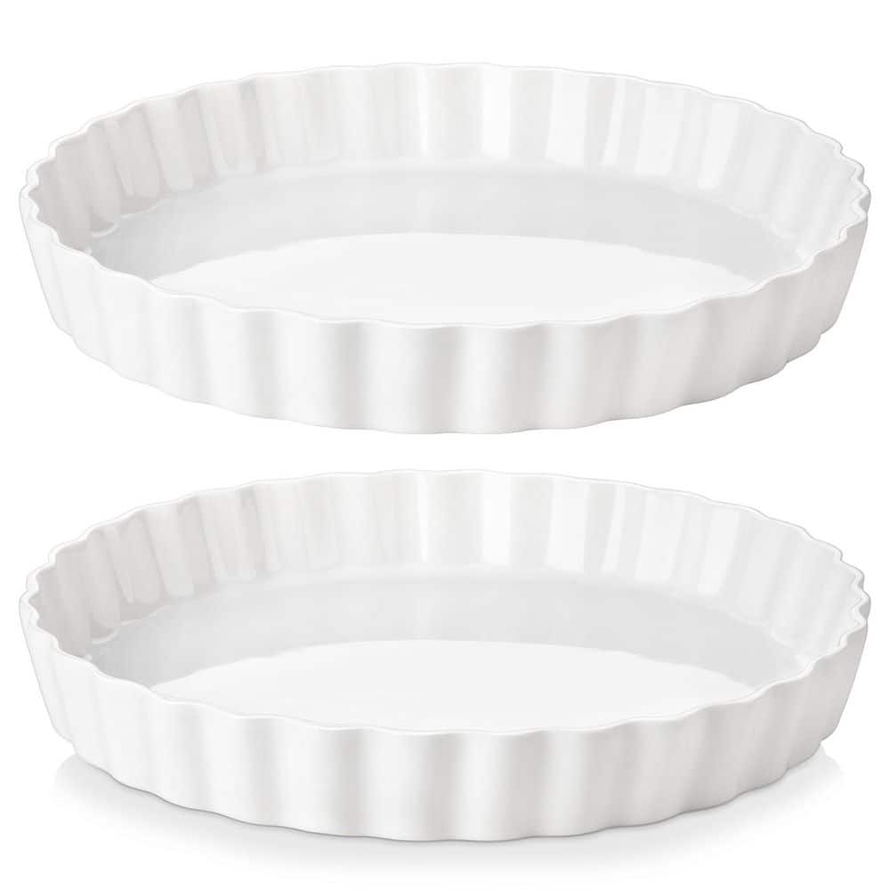 2-Piece Round Porcelain Pie Baking Dish Set, Ceramic Nonstick Quiche Pan with Ruffled Edge, Oven Safe price history on PriceWatchPro