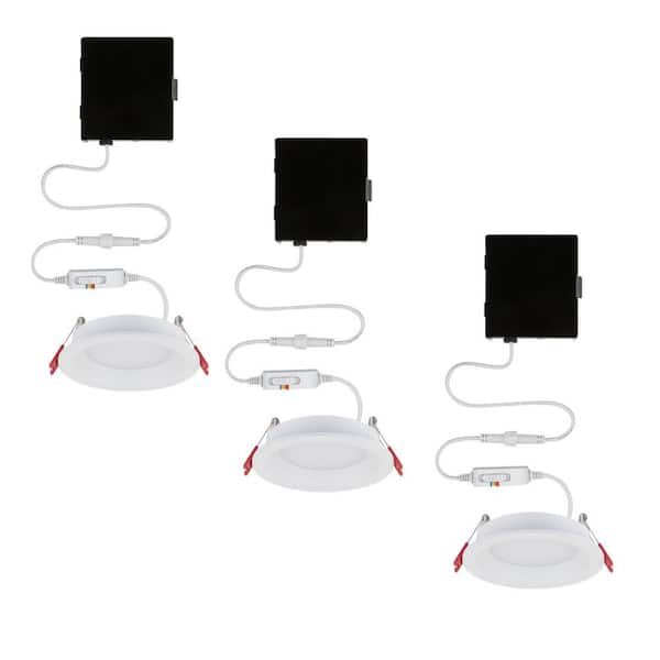 Commercial Electric Slim Baffle 4 in. Color Selectable New Construction and Remodel Canless Recessed Integrated LED Kit (3-Pack)