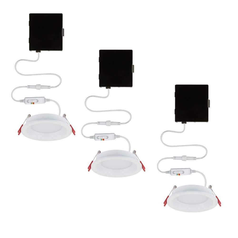 Slim Baffle Integrated LED 4 in Round Adj Color Temp Canless Recessed Light