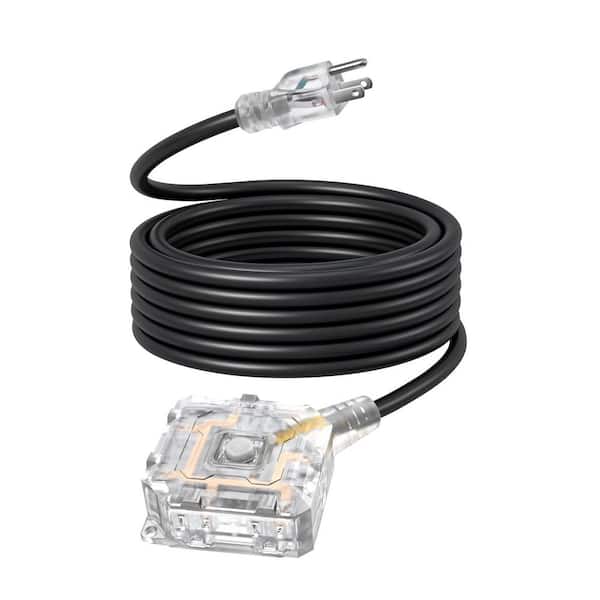 25 ft. 14AWG SJTW / 6, Outdoor Heavy Duty Extension Cord 6-Outlet with On/Off Switch and Waterproof Silicone Cover Black