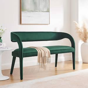 Pinnacle in Green 55 in. Performance Velvet Accent Bedroom Bench