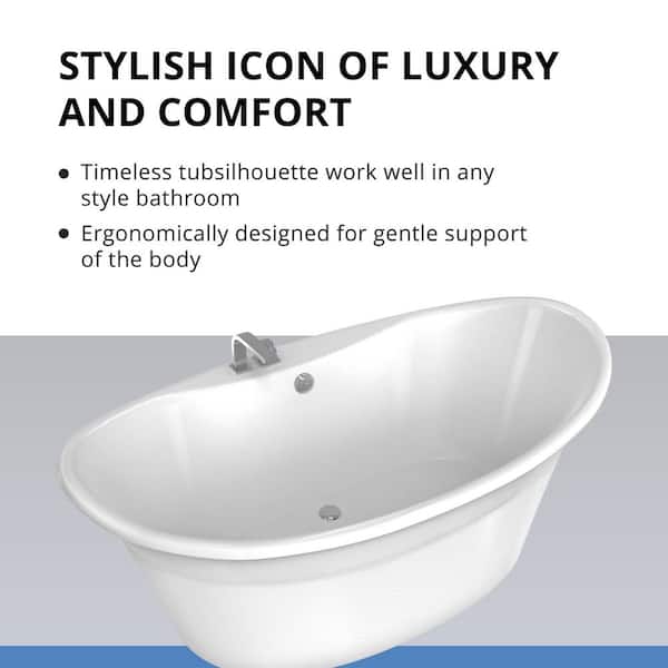 Montego 60 in. W x 32 in. D Fiberglass Freestanding Flatbottom Soaking Bathtub in White