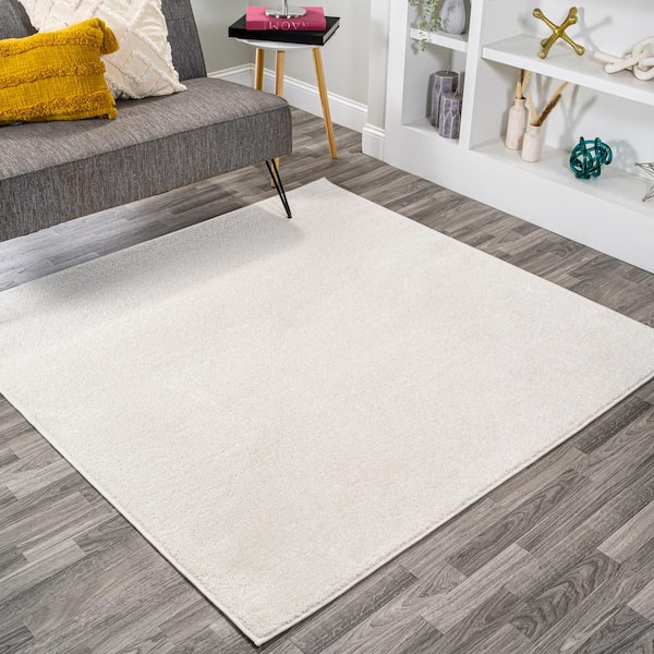 JONATHAN Y Haze Solid Low-Pile Cream 9 ft. x 9 ft. Square Area Rug