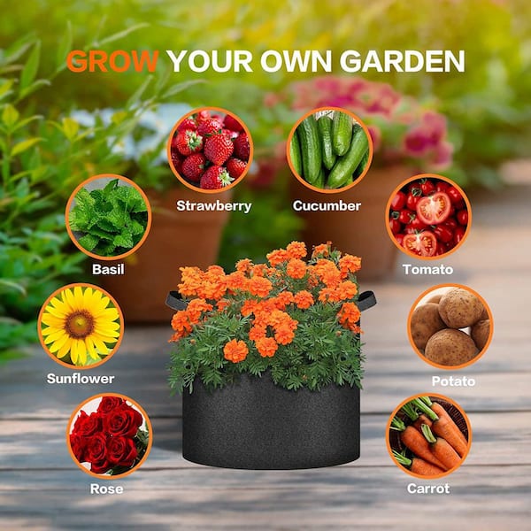 Grow Bags Heavy Duty Thickened Non-woven Plant Fabric Pots With Handles,  For Potatoes Tomatoes Mushrooms Flowers 3 Gallon/5 Gallon/7 Gallon/10  Gallon - Temu