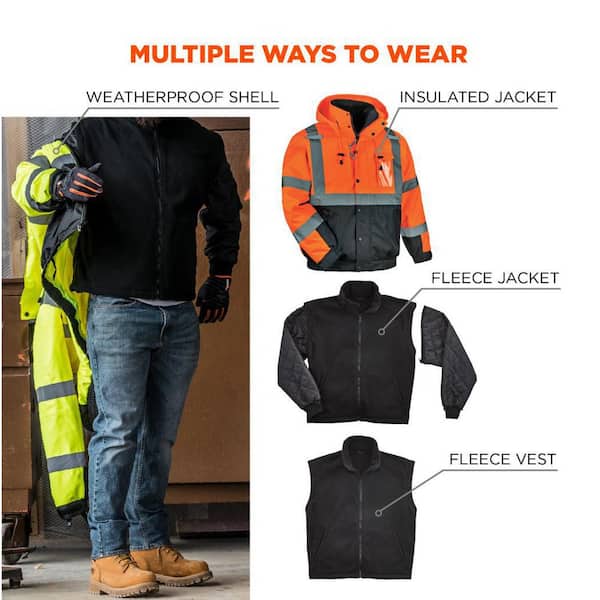 Ergodyne Men's 4X-Large Orange High Visibility Reflective Bomber