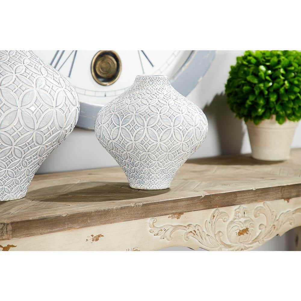 White and Light Blue Porcelain Bud Vase