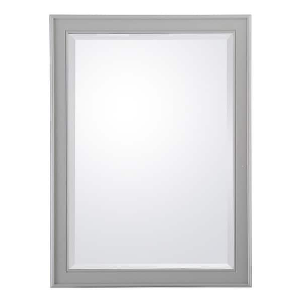 Home Decorators Collection Gazette 23.5 in. W x 32 in. H Rectangular Wood Framed Wall Bathroom Vanity Mirror in Grey