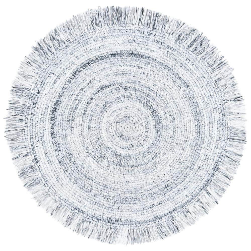 Braided Light Gray Doormat 3 ft. x 3 ft. Abstract Striped Round Area Rug price history on PriceWatchPro