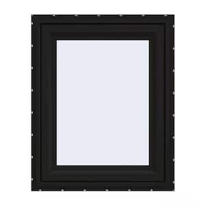 30 in. x 36 in. V-4500 Series Black FiniShield Vinyl Right-Handed Casement Window with Fiberglass Mesh Screen