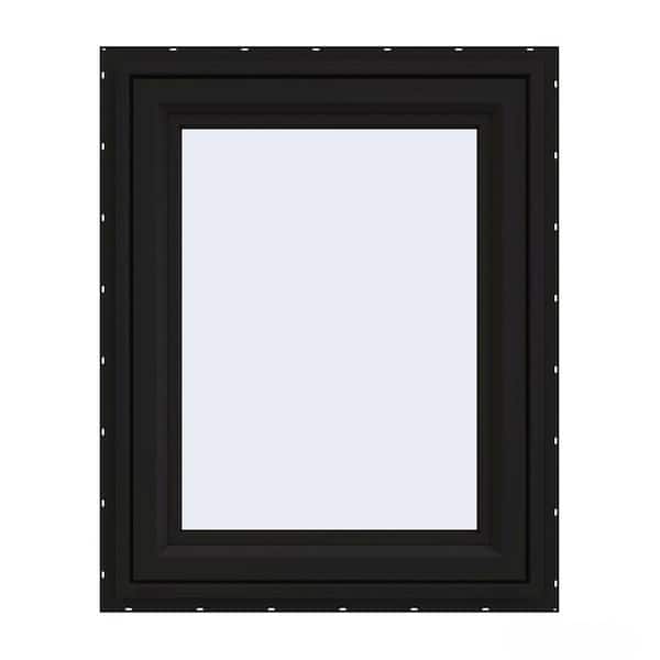 JELD-WEN 30 in. x 36 in. V-4500 Series Black FiniShield Vinyl Right-Handed Casement Window with Fiberglass Mesh Screen