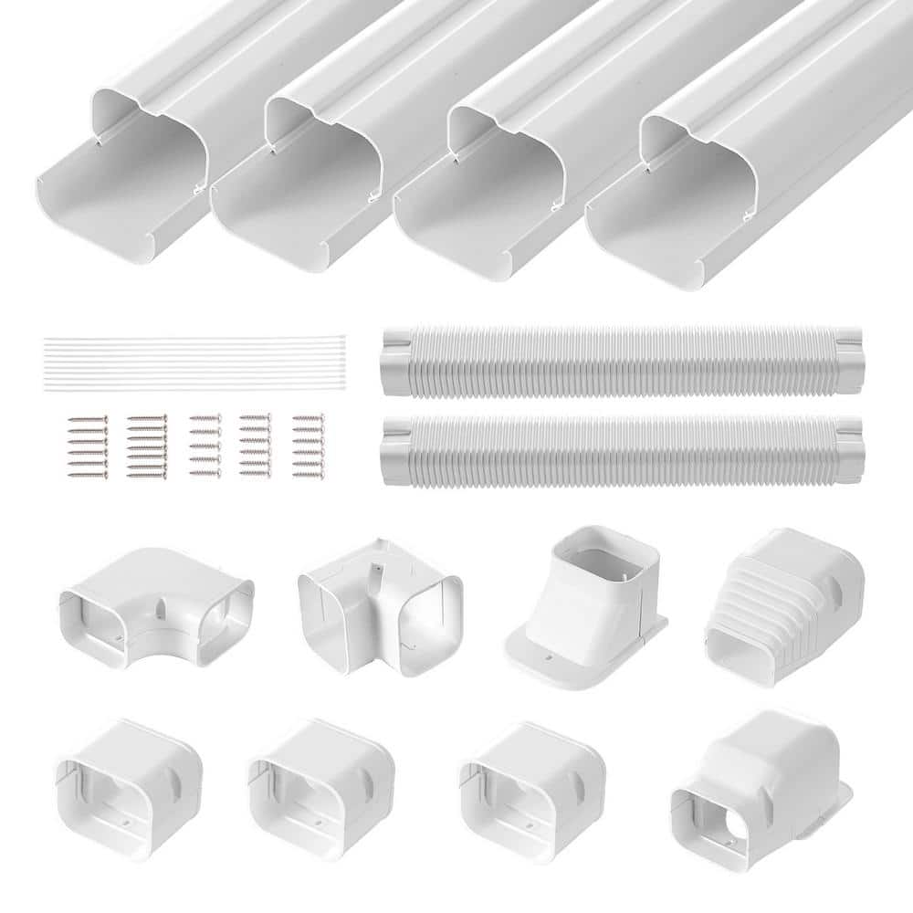 White PVC Decorative Air Conditioner Line Set Cover Kit
