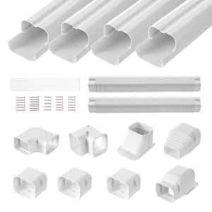 Mini Split Line Set Cover 3 in. W x 17.6 ft. L PVC Decorative Pipe Line Cover for Air Conditioner with 4 Straight Ducts