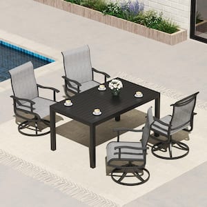 Outdoor Swivel Patio Dining Chairs Set of 4, All Weather Patio Textilene Chair High Back Outdoor Swivel Rocker Set