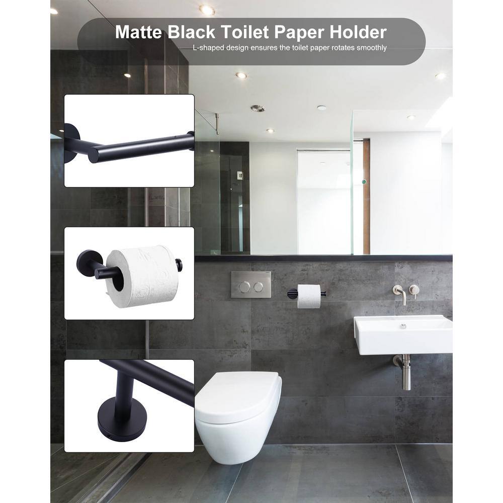 Matte Black 3-Piece Metal Bathroom Hardware Set
