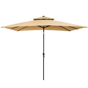 Double Top 10 ft. x 6.5 ft. Rectangular Aluminum Market Crank and Tilt Patio Umbrella in Tan