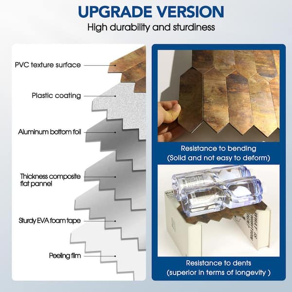 Yipscazo 13-Sheets Hexagon Wood Gray PVC Peel and Stick Backsplash Tiles for Kitchen (11.02 in. x 9.84 in. /10 Sq. ft.)